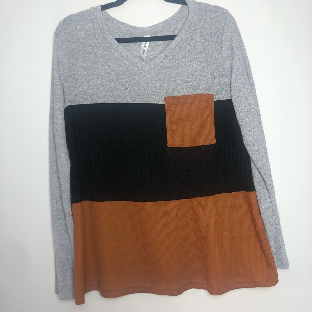 Tickled Teal Colour Block Long Sleeve Large